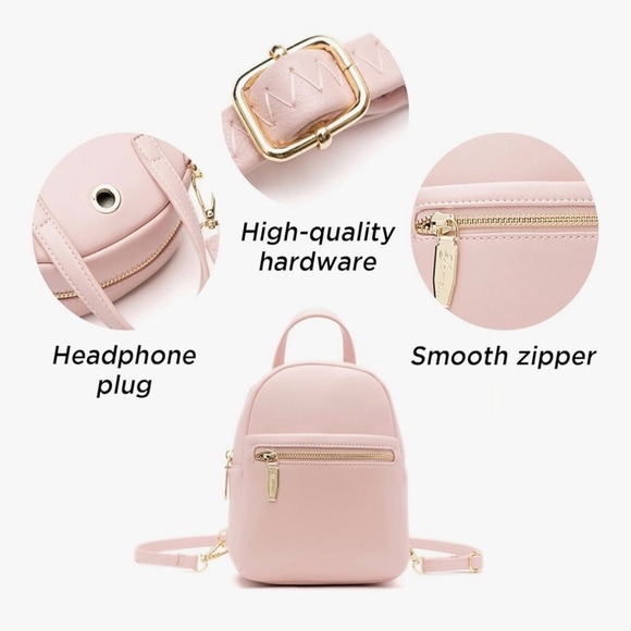 Faux Black Leather Backpack / Purse - Picture 15 of 15